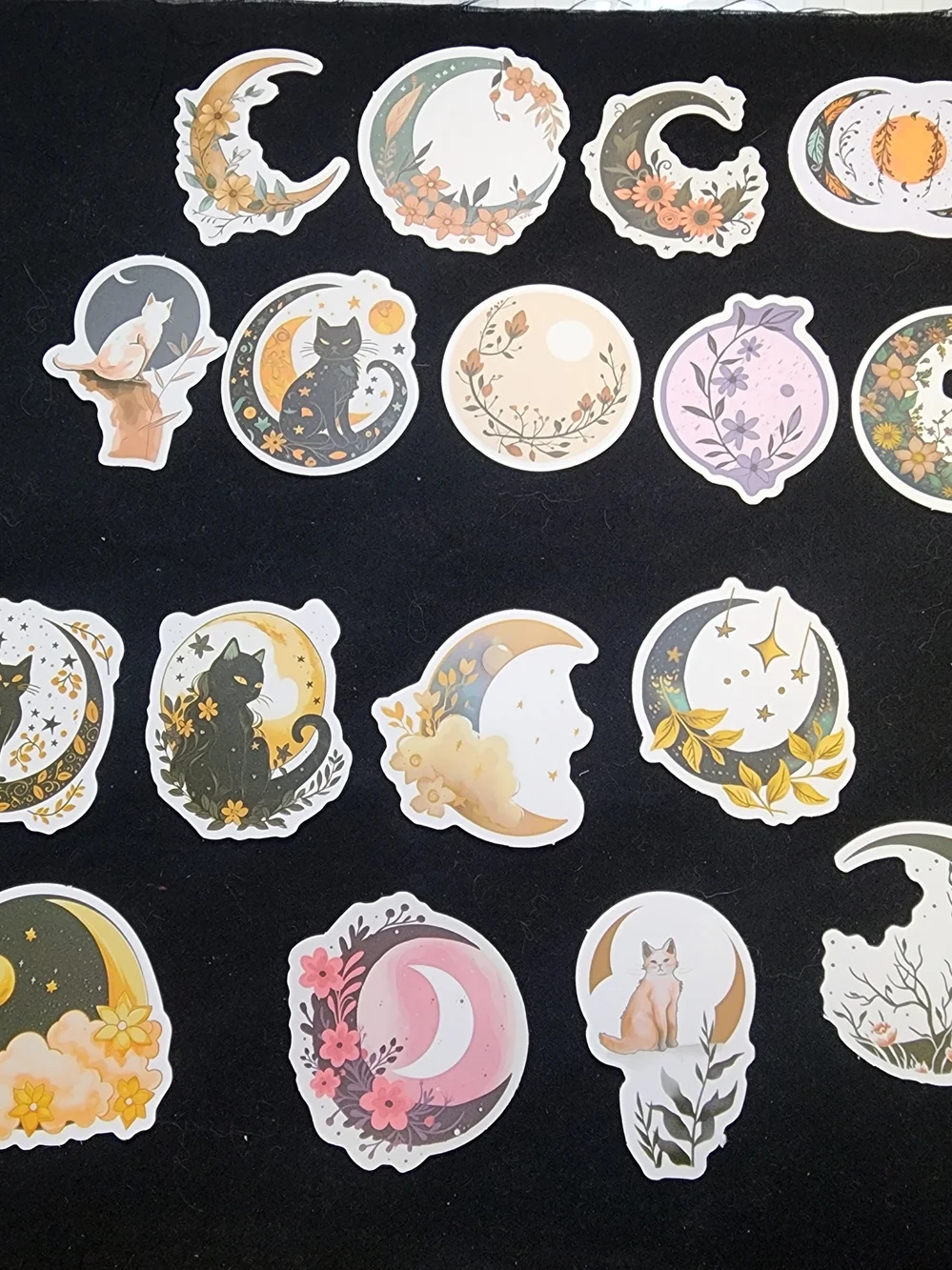 50 Celestial Cat & Moon Sticker Set